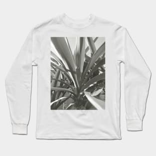 Yucca plant close up, black and white nature photography Long Sleeve T-Shirt